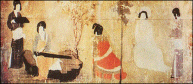 調琴啜茗圖卷 (聽琴圖) [唐] 周昉